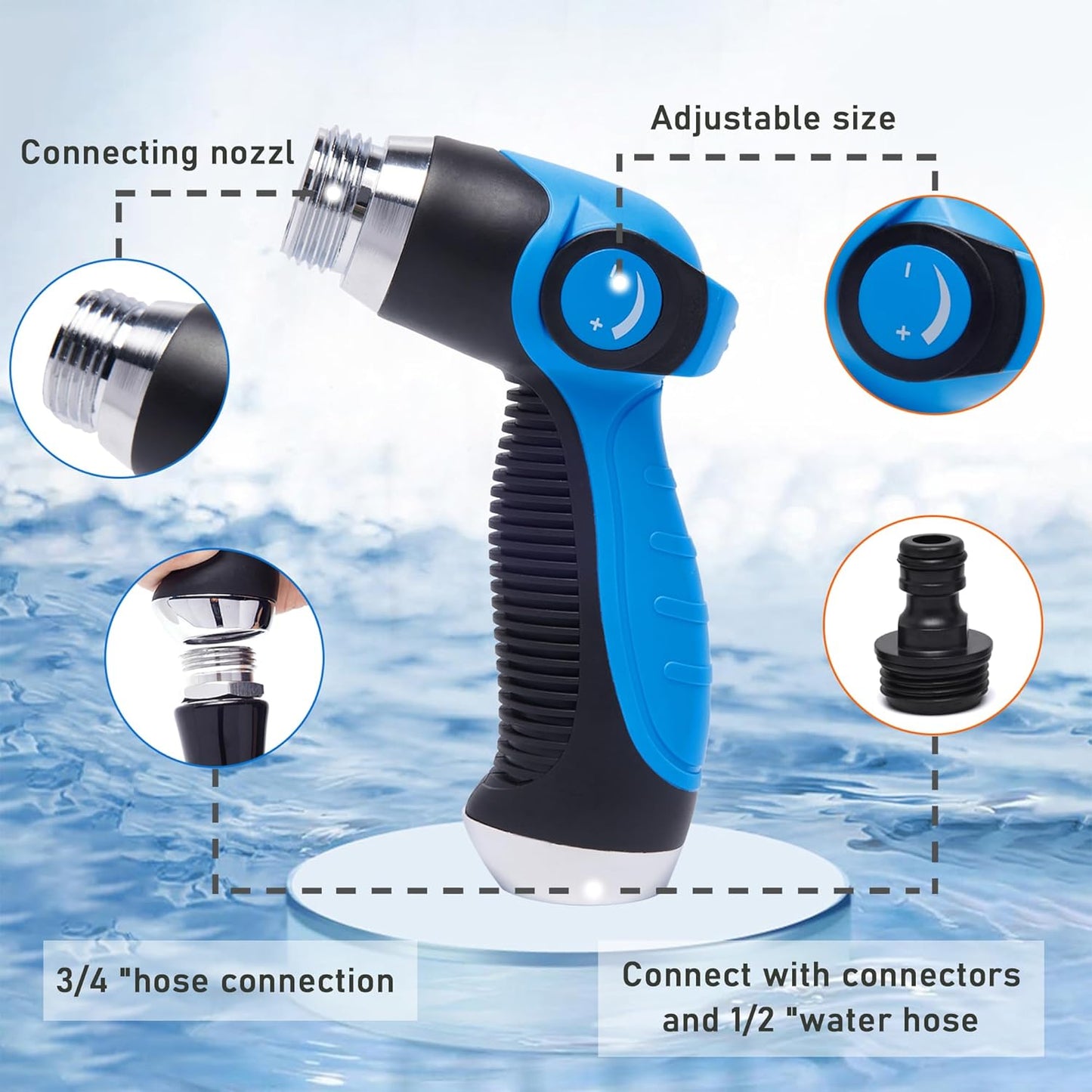 Blue Car Wash Foam Gun Sprayer Kit with Sponge & Towel, Snow Foam Blaster for Car & Garden Cleaning