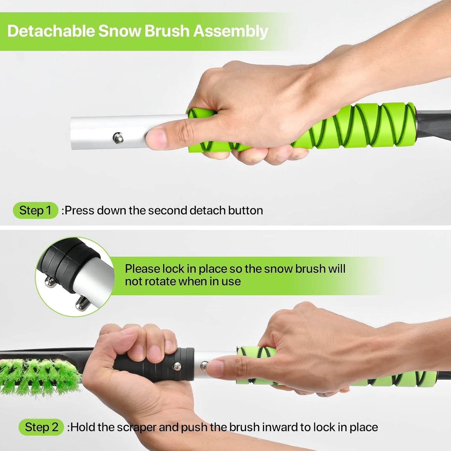 OUSHASAA 27" Snow Brush and Ice Scrapers for Car Windshield 2 Pack |Scratch-Free Bristle Head PVC Snow Brush & Foam Grip Window Snow Scraper Snow Removal Tool with Aluminum Body for Truck, SUV,Purple