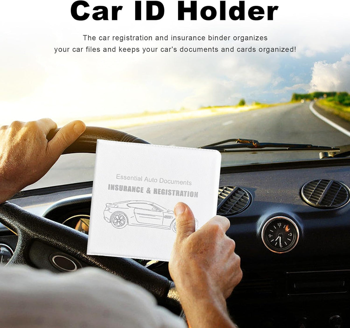 Yourkar 4PCS Car Registration Insurance Holder, Vehicle Glove Box Car Organizer with Magic Tape Closure, Driver License Keeper for Cars, Car Accessories (Big Car, Blue