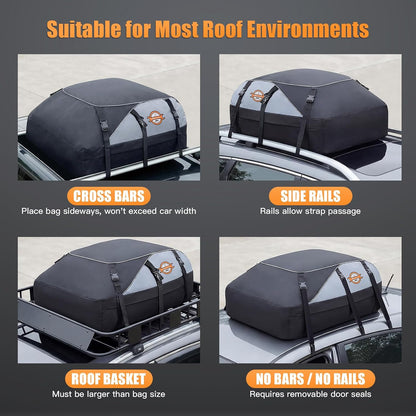 Sailnovo Soft Car Rooftop Cargo Carrier Roof Bag 20 Cubic Feet Waterproof Car Top Carrier, Fits Most Vehicle with/Without Rack, Include Anti-Slip Mat,6 Reinforced Straps,6 Door Hooks