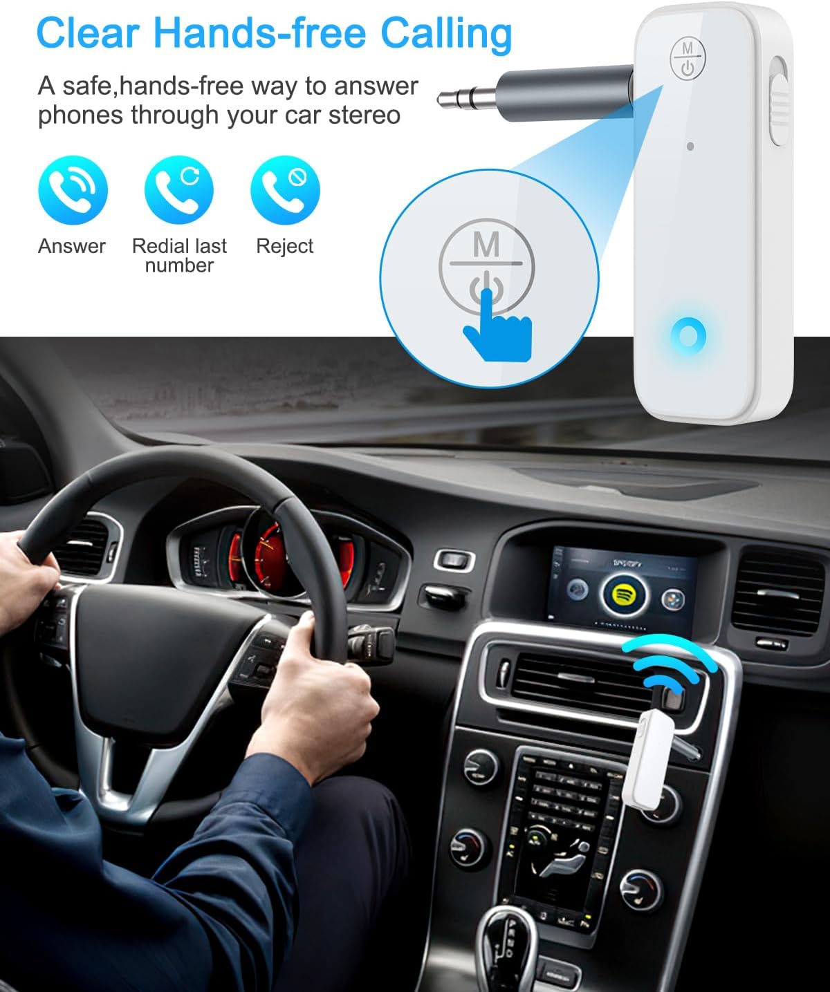 (Upgraded) Ankilo Aux Bluetooth 5.4 Adapter for Car, 2 in 1 Bluetooth Receiver Transmitter, Suitable for Cars, TV, Speakers, Stereo Systems and Headphones