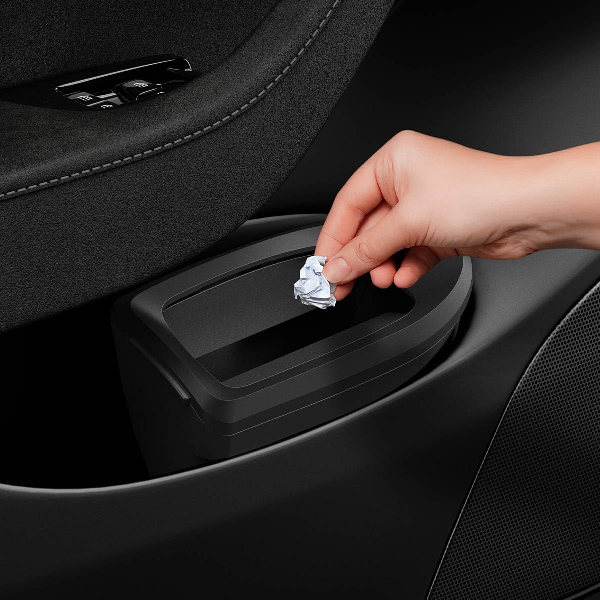 Spigen Door Pocket XL Car Trash Can [with Magnetic Lid] Waterproof Door Pocket Organizer 2025 2026 Tesla Model Y Juniper Premium & Performance Accessories - Driver Side Only