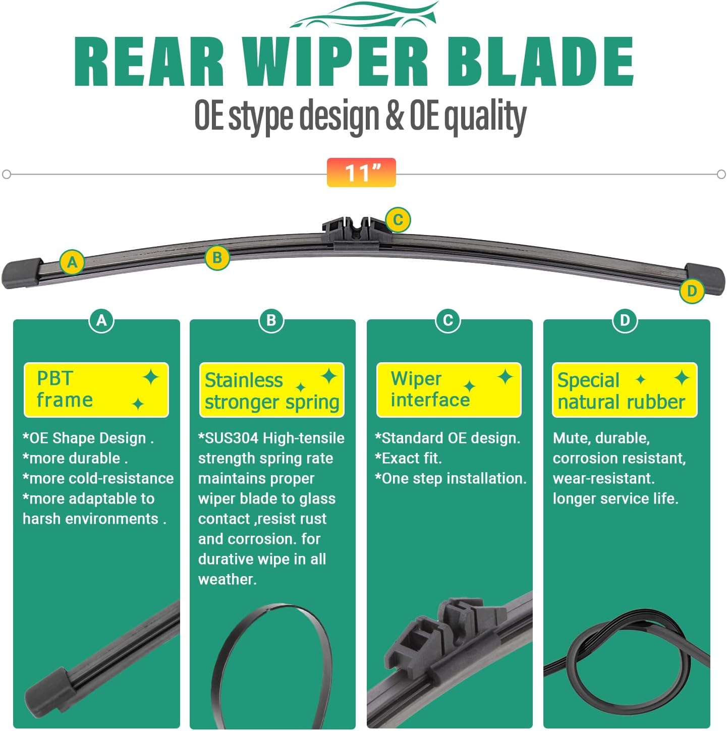 26" 16" 12" Windshield Wiper Blades Replacement for Toyota RAV4 2019 2020 2021 2022 2023 2024 2025 RAV 4 / Mazda 5 2006-2015 Premium All Weather Front Rear Wipers Set - OEM Quality (Pack of 3) - Colors D
