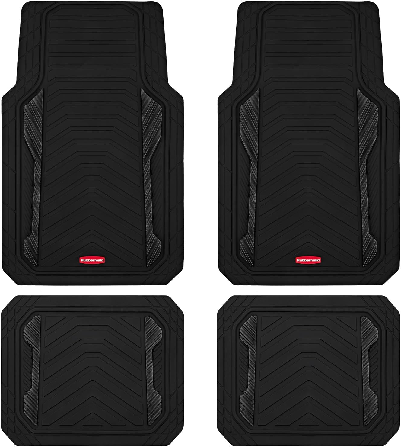 Rubbermaid Car Floor Mat, Heavy Duty All-Weather Car Mats Full Set with Dual-Tone Pink Aluminum Inserts – Universal Fit, Anti-Slip Backing, Trim-to-Fit for Most SUV, Sedan, Van