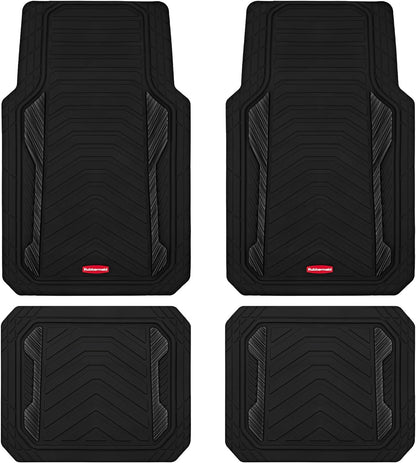 Rubbermaid Car Floor Mat, Heavy Duty All-Weather Car Mats Full Set with Dual-Tone Pink Aluminum Inserts – Universal Fit, Anti-Slip Backing, Trim-to-Fit for Most SUV, Sedan, Van