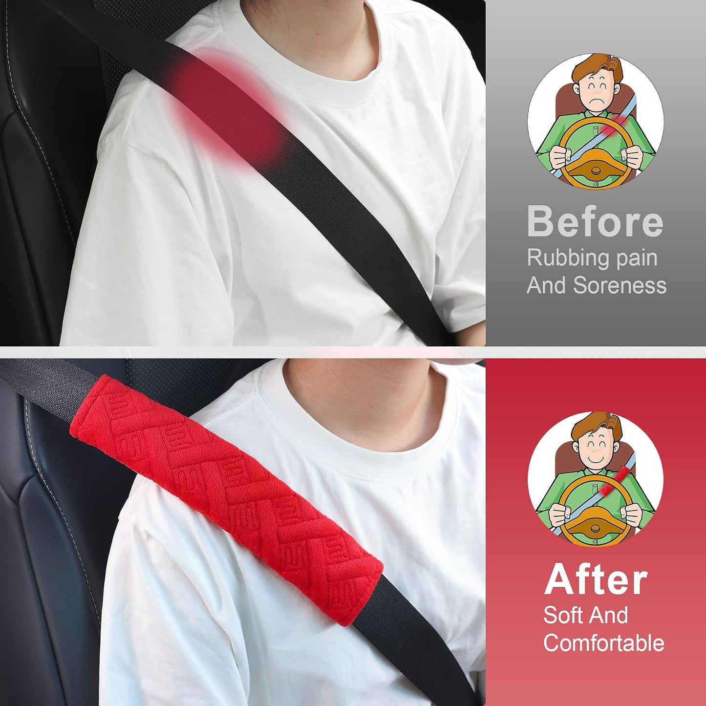JUSTTOP 2-Pack Universal Car Seat Belt Pads Cover for A More Comfortable Driving, Seat Belt Shoulder Strap Covers Harness Pad for Car Interior Accessories(Black)