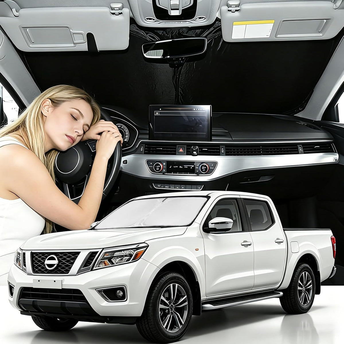 for Toyota Tacoma 2016-2023 2024 2025 2026 Sun Shade Sunshade Windshield Cover - 4 Layers Front Window Shade Custom Fit Tacoma 2Dr 4Dr Pickup Sun Visor 240T Shade Blocks UV Rays Car Accessories - Colors F
