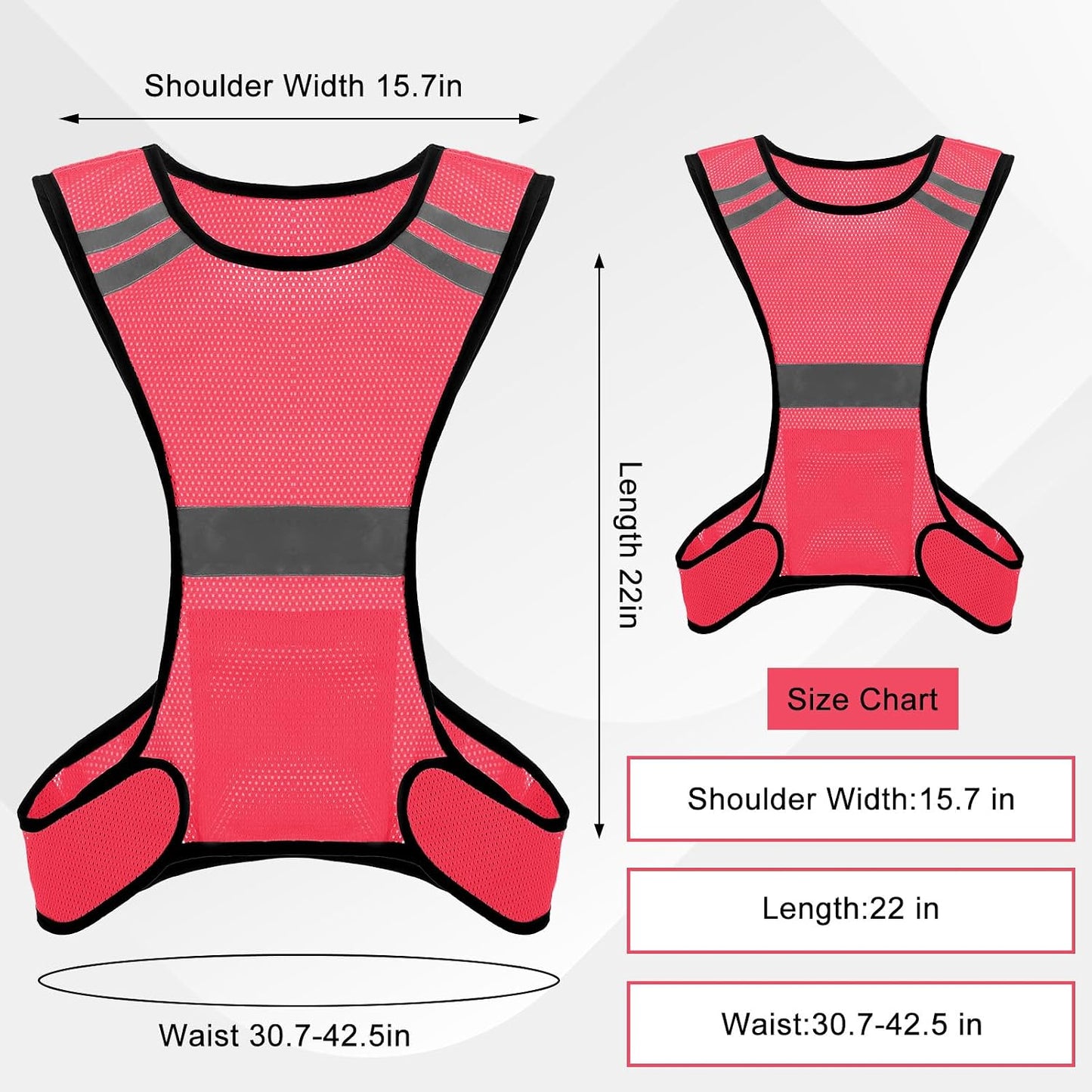 Ptwola Reflective Running Vest High Visibility Running Gear with Large Pocket Night Lightweight Reflective Safety Vest