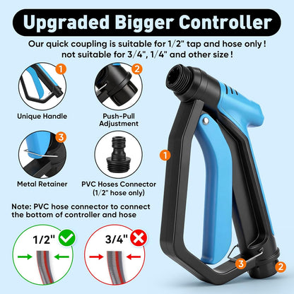 Car Wash Foam Gun/Hose Sprayer, 16 IN 1 Cannon, Adjustable with 2.5-6 Ratio Dial Foam Blaster, 1L Bottle, Nozzles, Mitten, 1/2” Quick Connector for Garden Hose, for Car/Garden Cleaning