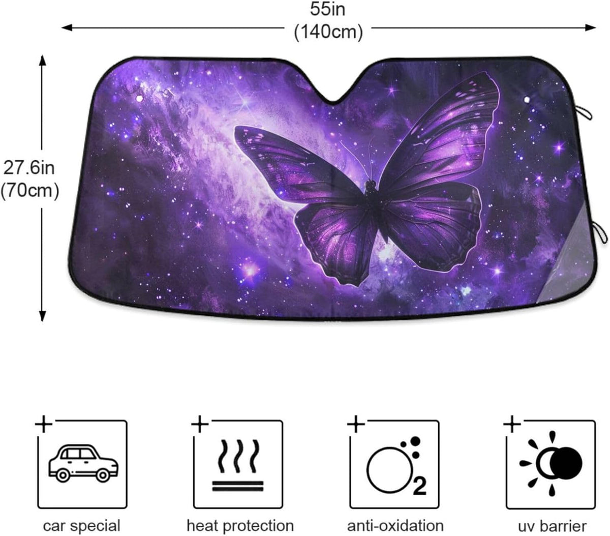 Black Leopard Car Windshield Sun Shade Animal Skin Print Foldable UV Ray Sun Visor Protector Sunshade to Keep Your Vehicle Cool (51" x 27.6")