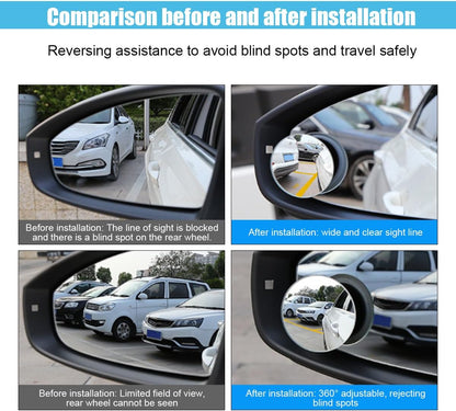 GLSOWEE Car Blind Spot Mirror, 2"" Round Convex Mirror, Frameless HD Glass Rear View Mirror with Wide Angle Adjustable Stick, Universal Vehicle Exterior Accessories for Car SUV Truck (2 PCS)