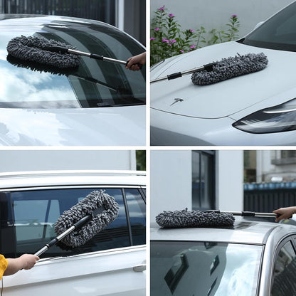 IPELY 3 Pack Large Microfiber Car Duster Exterior Scratch Free with Extendable, Car Duster Interior Multipurpose dust Cleaning