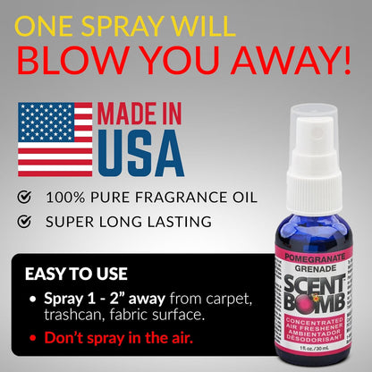 Scent Bomb Air Freshener Spray, Long-Lasting Odor Eliminator - Effective Deodorizer for Home & Car, Fresh Room Spray for Kitchen, Bathroom & Smell Neutralizer - 1 oz Pack of 4, Black Cherry Scent