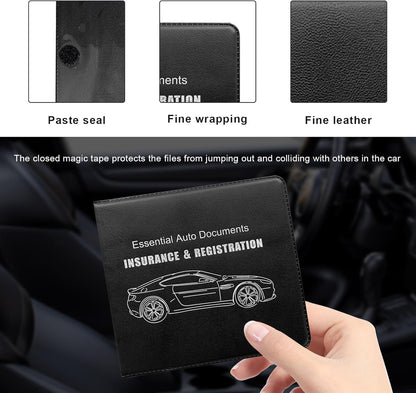 Yourkar 4PCS Car Registration Insurance Holder, Vehicle Glove Box Car Organizer with Magic Tape Closure, Driver License Keeper for Cars, Car Accessories (Big Car, Blue