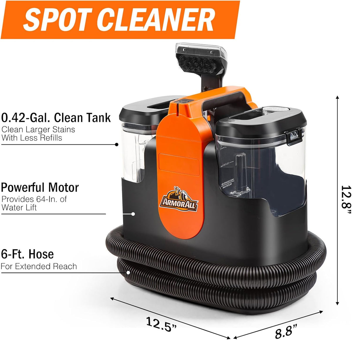 Armor All SCA702 901 7 Amp Portable Spot Cleaner for Car Cleaning, Carpet and Upholstery Stain Removal