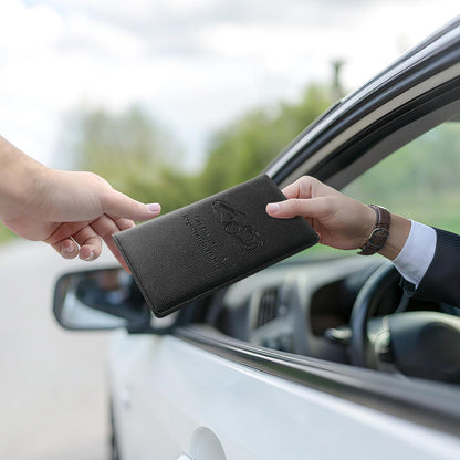JUSTTOP 1Pack Car Registration and Insurance Holder,Car Document Holder for Cards License with Magnetic Shut,Vehicle Glove Box Car Organizer for Documents, Cards, License(Black)