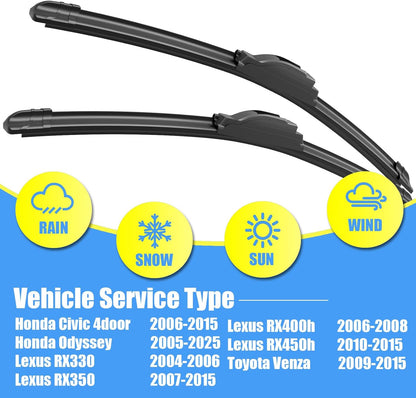 Gavimnal® 28"+17" Silicone Wiper Blades Replacement For Nissan Altima 2007-2015,Maxima 2009-2014,All-Season Front Windshield Wiper Blades(Set of 2)