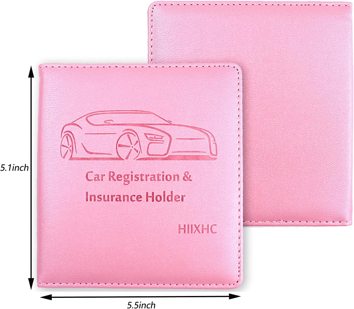 Car Registration and Insurance Card Holder - Leather Vehicle Glove Box Automobile Documents Paperwork Wallet Case Organizer for ID, Driver's License, Key, Cards - Car Accessories for Women&Men