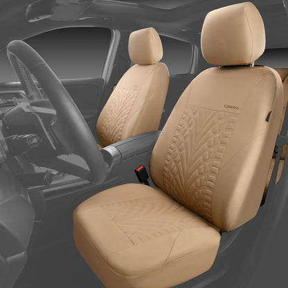 CAR PASS Car Seat Covers Full Sets, Front & Split Rear Bench for Car, 3D Tyre Embossed Automotive Interior Covers, Airbag Compatible, Quick Setup Universal Fit Seat Covers for Car, SUV(Charcoal)