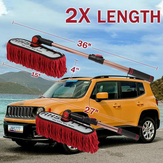 Car Duster Exterior Scratch Free Extendable Handle,Wax Cotton Hair Auto Brush Kit for Truck,SUV,RV and Motorcycle,Duster for Cleaning，No Lint（The Long Star State Designer License Plate）