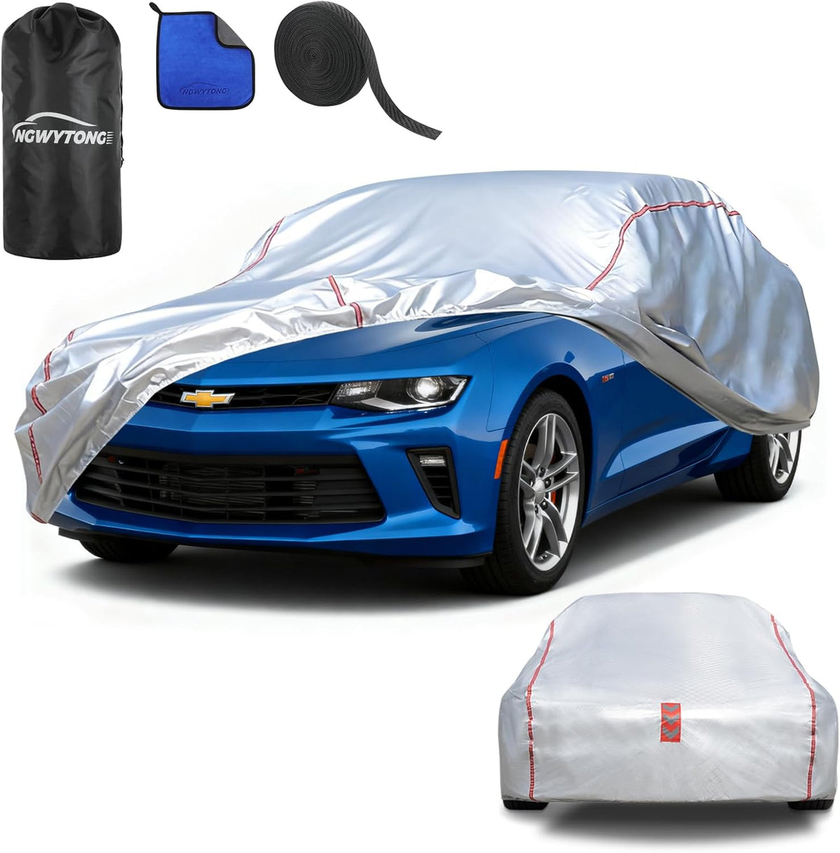 Car Cover for Sedan, Waterproof All Weather Heavy Duty, 360° Underbody Wrap Windproof Design, Quick Install Outdoor Vehicle Cover, Fits 186-193 in