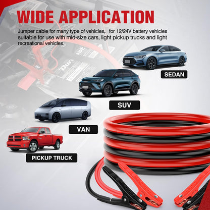 Nilight Jumper Cables for Car Battery 8 Gauge 12 FT Booster Cable Heavy Duty 250 A CCA with Carrying Bag Jump Start Emergency Kit Pickup Vans SUV Sedan Motorcycle