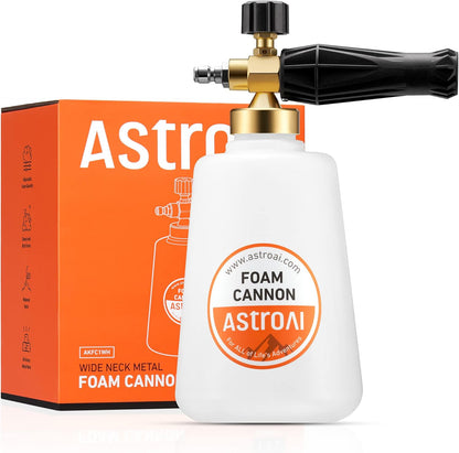 AstroAI Foam Cannon, Heavy Duty Car Foam Blaster Wide Neck Adjustable Snow Foam Lance and Thick Foam for Pressure Washer with 1/4" Quick Connector,1L Bottle