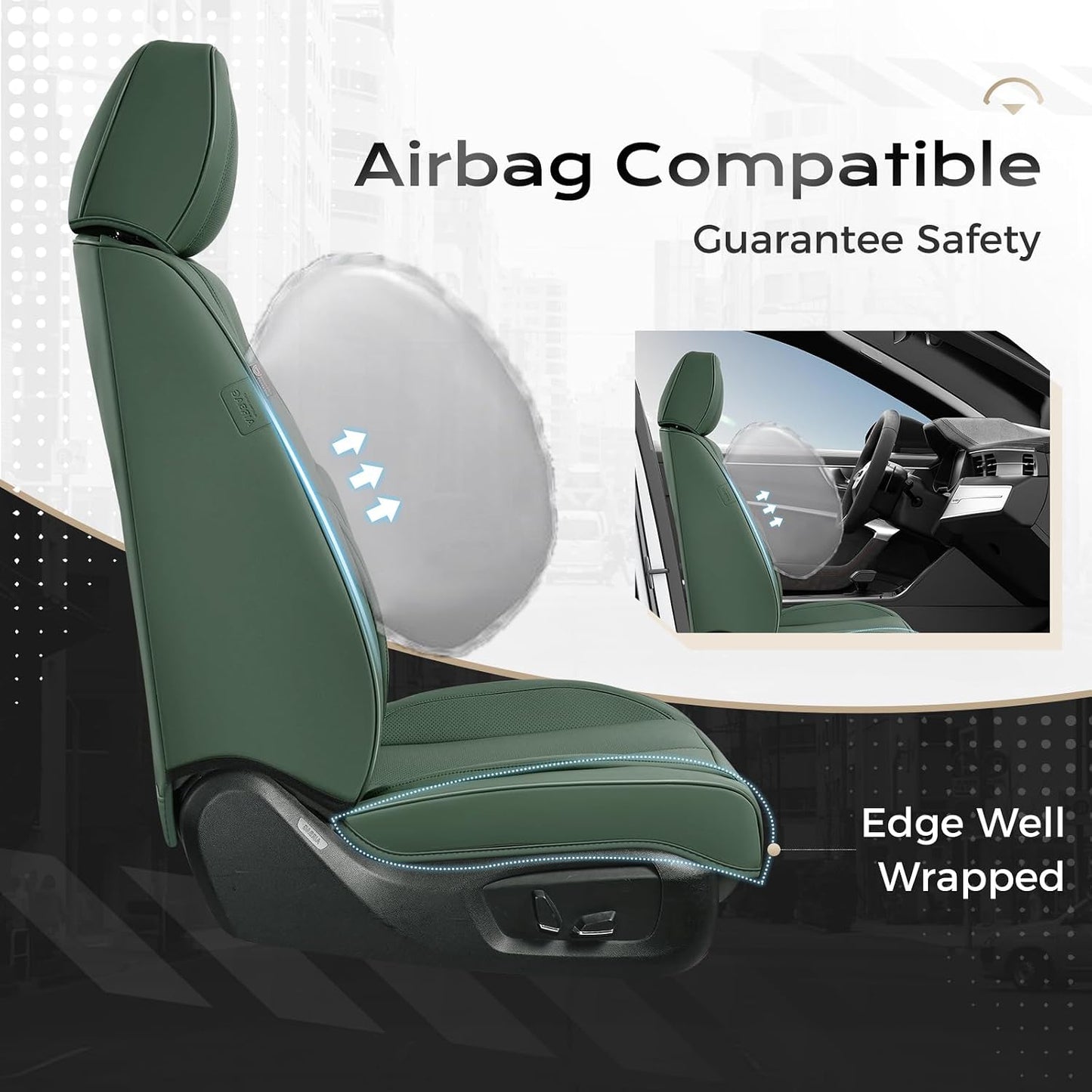 Coverado Seat Covers Full Set, Black Seat Covers for Cars 5 Seats, Car Seat Protector, Waterproof Nappa Leather Car Seat Cushion, Front and Rear Car Seat Cover Fit for Most Sedans SUV Pick-up Truck - Colors A
