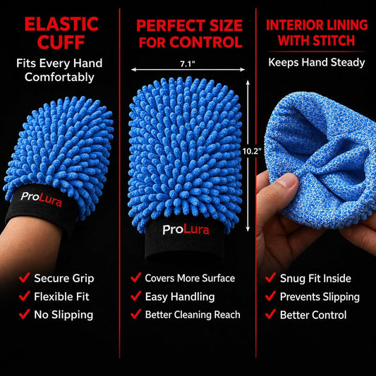Microfiber Car Wash Mitt 2 Pack, Chenille Scratch-Free Wash Gloves, Ultra Soft, Highly Absorbent, 7.1” x 10.2”, Lint-Free, Reusable Auto Cleaning Mitt (Blue)