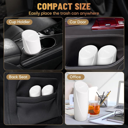 Car Trash Can Bin with Lid - Car Garbage Can Cup Holder - Pink Mini Leakproof Vehicle Garbage Bin with 20pcs Trash Bags - Automobile Organizers and Storage for Front Back Seat Accessories