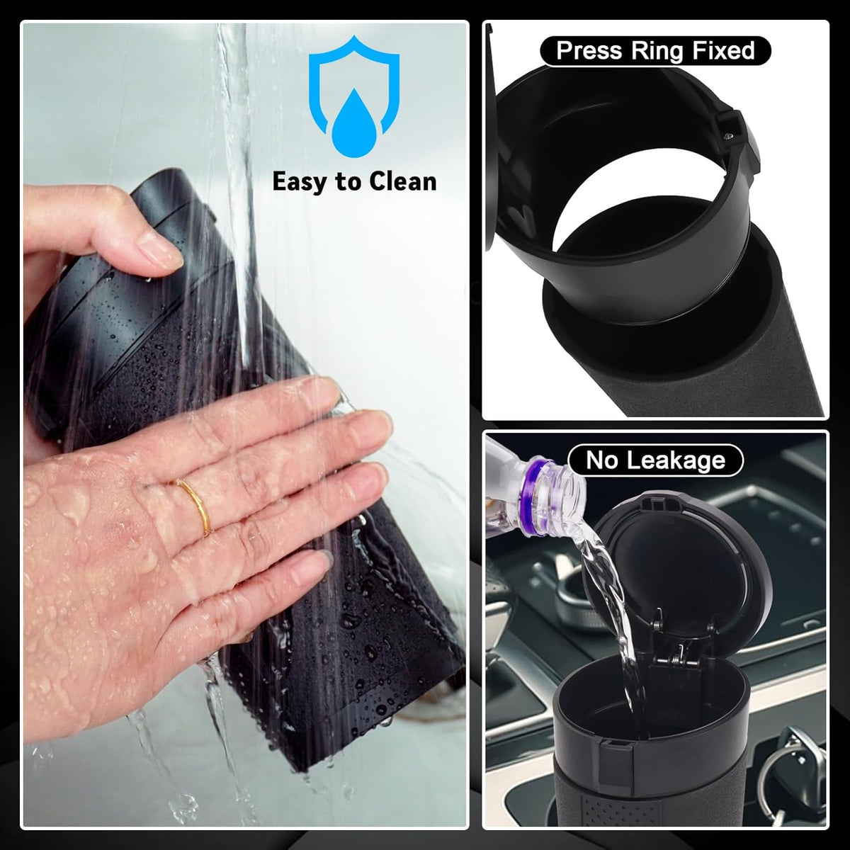 Car Trash Can Bin with Lid - 2 Packs Mini Car Garbage Can Cup Holder-Black Small Leakproof Vehicle Trash Garbage Can Bin-Automotive Car Organizers and Storage for Back Seat SUV Truck Accessories