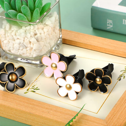 Frienda 6 Pcs Daisy Flower Air Vent Clip Accessories Air Conditioning Outlet Clip Car Air Freshener Dashboard Accessories Charm Car Inter Decor(3 cm, 3.3 cm,White)
