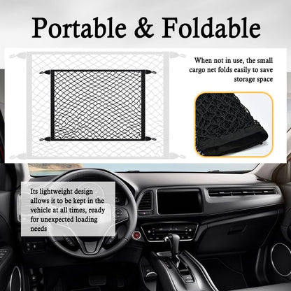 Upgrade Cargo Net for SUV with 4 Hooks,Stretchy 32x23 to 63x47 Elastic Trunk Net for SUV,Essential Automotive Cargo Nets as Trunk Organizer for Securely Fastening Items