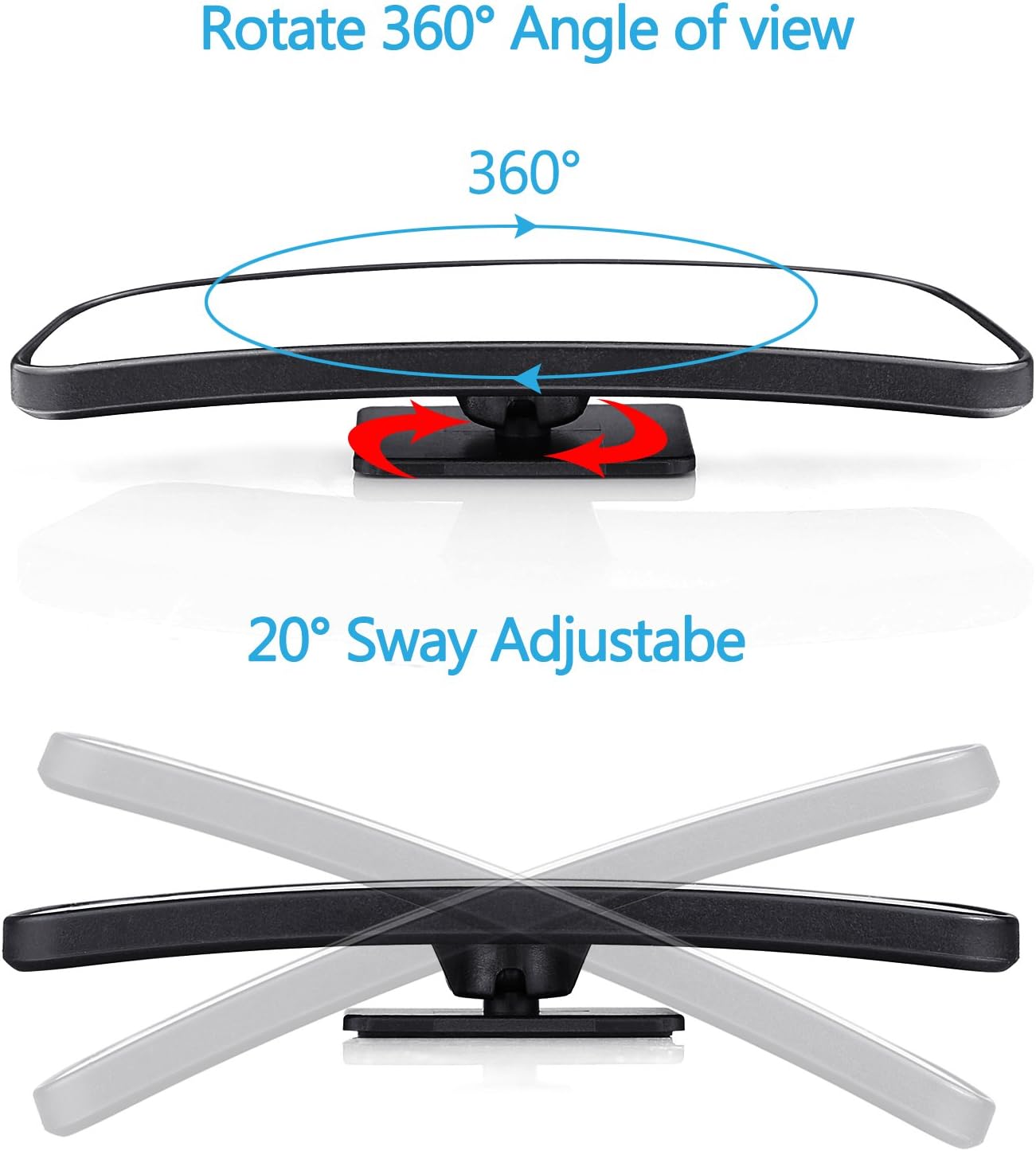 Blind Spot Mirror for Cars LIBERRWAY Car Side Mirror Auto Wide Angle Convex Rear View Stick On Design, Adjustable, 2 Pack