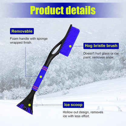Dickno 24 Inch Car Snow Scraper and Brush, Detachable Scratch Free Ice Scraper with Ergonomic Foam Grip, Universal Winter Snow Removal Tool for Car Windshield Window (Black)