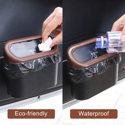 Accmor Car Trash Can with Lid, Mini Auto Dustbin Garbage Organizer Holder 2 Packs, Automotive Storage Container Bin with 60 Pcs Bags for Vehicle, Home, Office