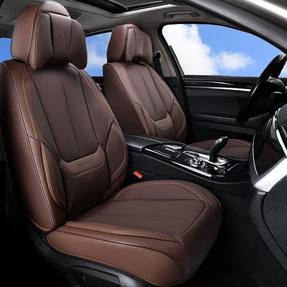 Coverado Seat Covers Full Set, Black Seat Covers for Cars 5 Seats, Car Seat Protector, Waterproof Nappa Leather Car Seat Cushion, Front and Rear Car Seat Cover Fit for Most Sedans SUV Pick-up Truck - Colors A