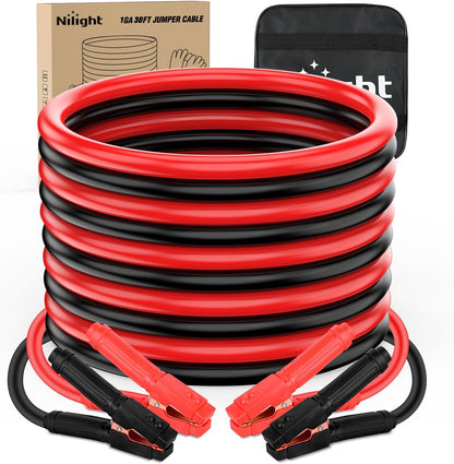 Nilight Jumper Cables for Car Battery 8 Gauge 12 FT Booster Cable Heavy Duty 250 A CCA with Carrying Bag Jump Start Emergency Kit Pickup Vans SUV Sedan Motorcycle