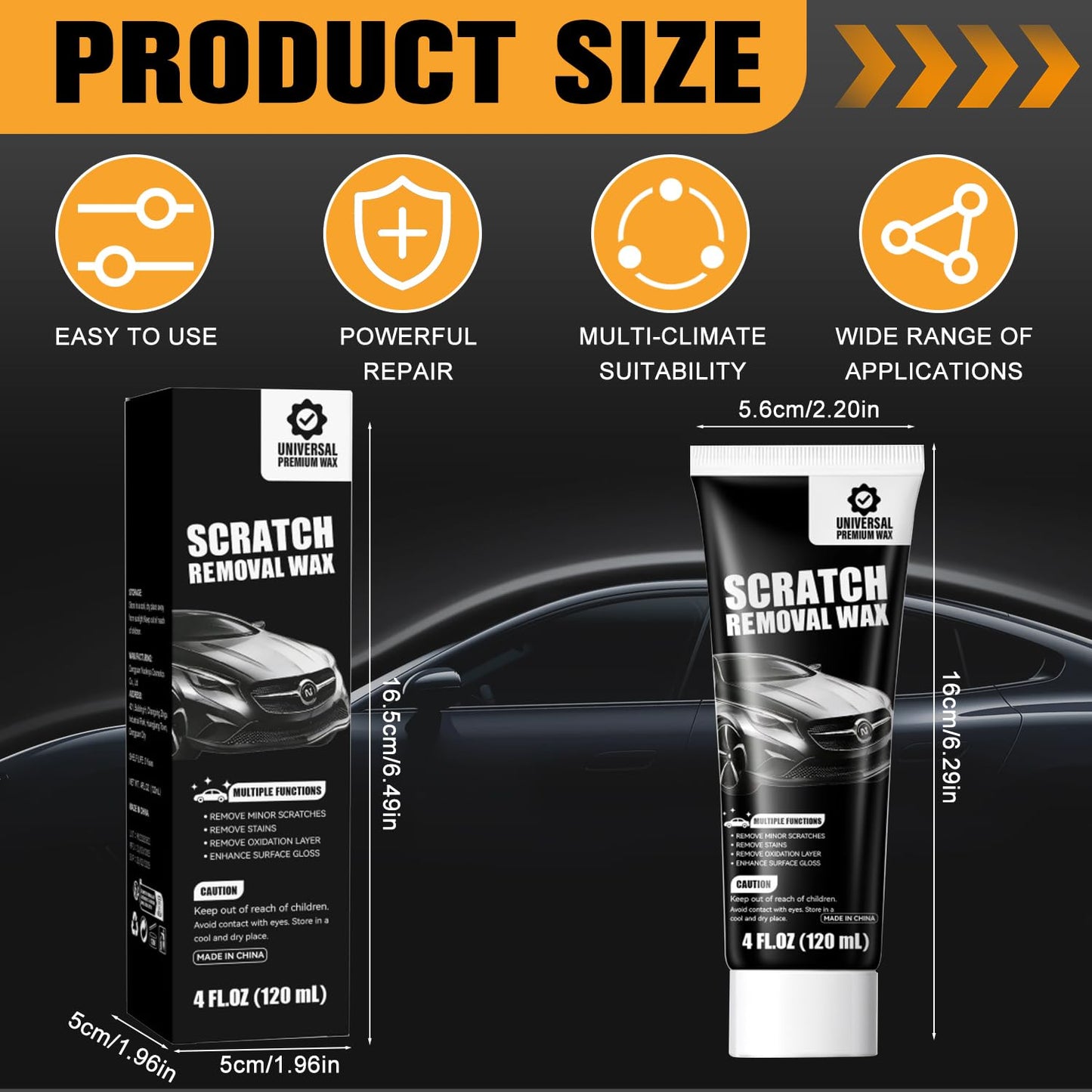 2Pcs Car Scratch Remover Wax, Universal Premium Polishing Compound for Deep Scratches, 2026 New Upgraded Car Paint Scratch Remover for Vehicles, 4 fl oz (120 ML), with Sponge and Cloth,White