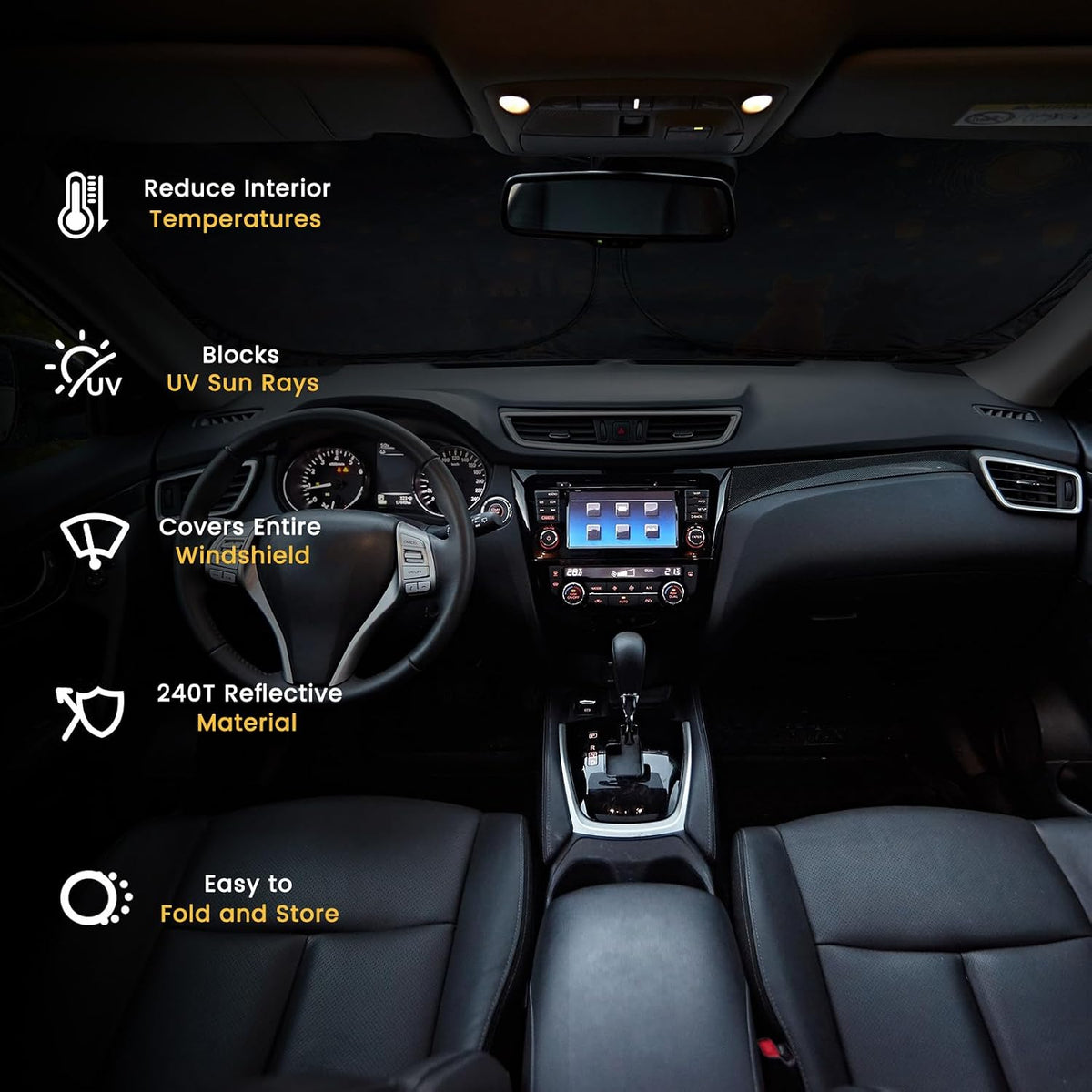 Iridescent Sun Shade for Car Windshield, Foldable Universal Car Windshield Upgrade Sunshade Enhanced UV Rays Reflective Sun Visor Shade Keeps Vehicle Cool