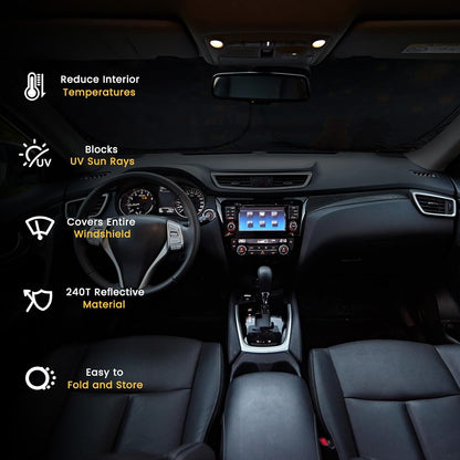 Iridescent Sun Shade for Car Windshield, Foldable Universal Car Windshield Upgrade Sunshade Enhanced UV Rays Reflective Sun Visor Shade Keeps Vehicle Cool