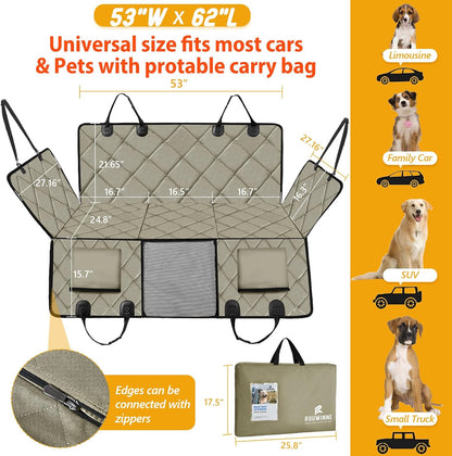 Back Seat Extender for Dogs-Large Space, Dog Car Seat Cover Hard Bottom Holds 420lbs, Sturdy Backseat Extender for Dogs,Upgraded Waterproof Pet Car Bed Dog Hammock for Car, SUV,Truck, Black