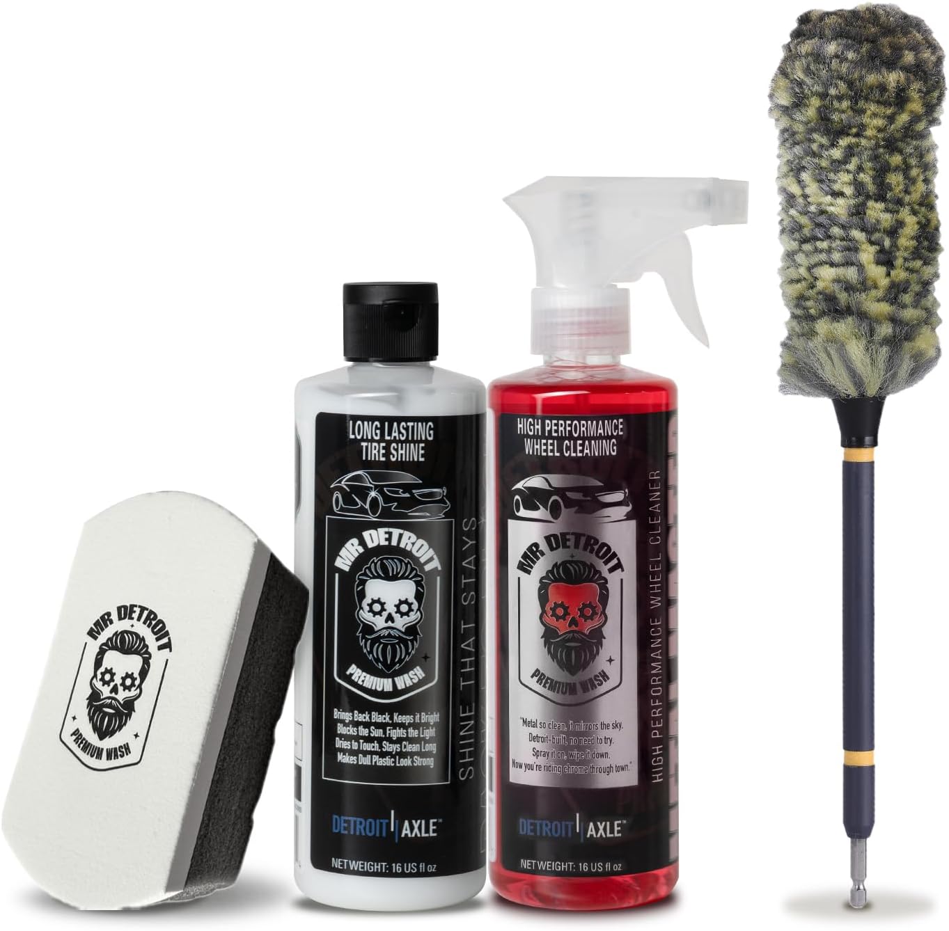 Mr. Detroit - Drill Wheel Brush w/Durable Soft Wool Microfiber Bristles and Steel Shaft for Car Tires, Wheels, Rims, Brakes and Any Other Narrow Spaces| Rim Brush Cleaning Tool w/Non-Scratch Bristle