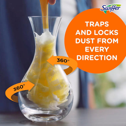 Swiffer Duster Kit with 3 ft Extendable Handle, Heavy Duty Dusting Starter Kit with 3 Refills, for Ceiling Fans, Vents and Hard to Reach Places