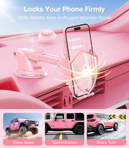 VICSEED 2026 Ultimate Sturdy Car Phone Holder [Upgraded 95+LBS Strongest Suction] Universal Long Arm Cellphone Mount for Car Dashboard Windshield Vent Truck Boat for iPhone 17 16 Pro Max & Android