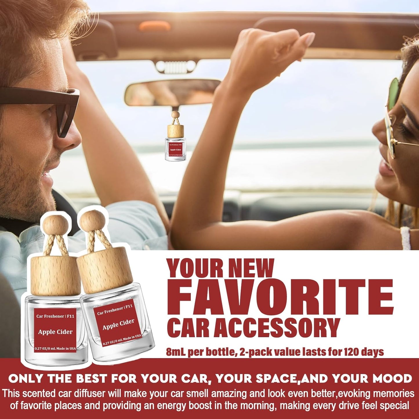 HoogaLife Car Air Freshener Diffuser 2 Pack Hanging Air Freshener Diffuser - Vanilla Cream Fragrance Oil Air D iffuser for Car, 45+ days Long Lasting Fragrance Made in USA C ar Air Fresheners (V54)