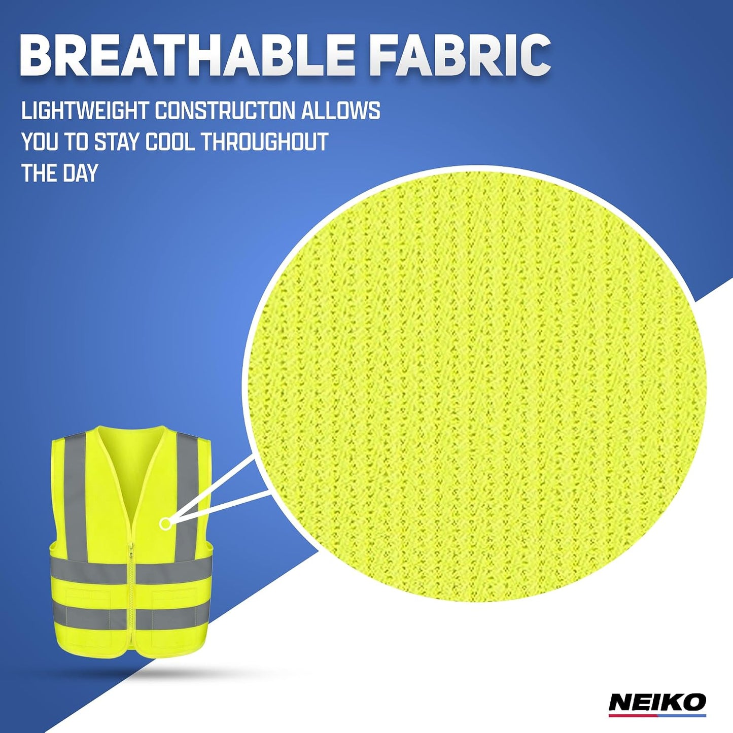 Neiko High Visibility Safety Vest ANSI Class 2, 2 Pockets