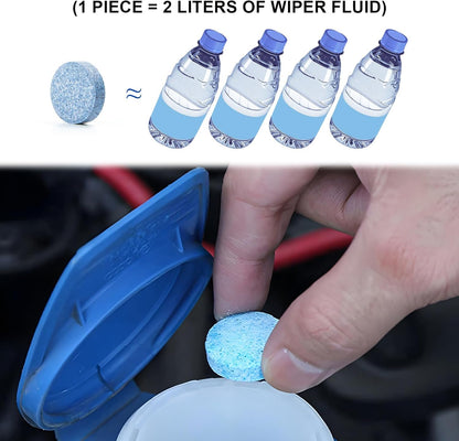 100 PCS Car Windshield Washer Tablets, Windshield Wiper Fluid Concentrate Washer Tablet Glass Cleaner, Solid Effervescent Tablets for Car Window Glass Room Kitchen Cleaning