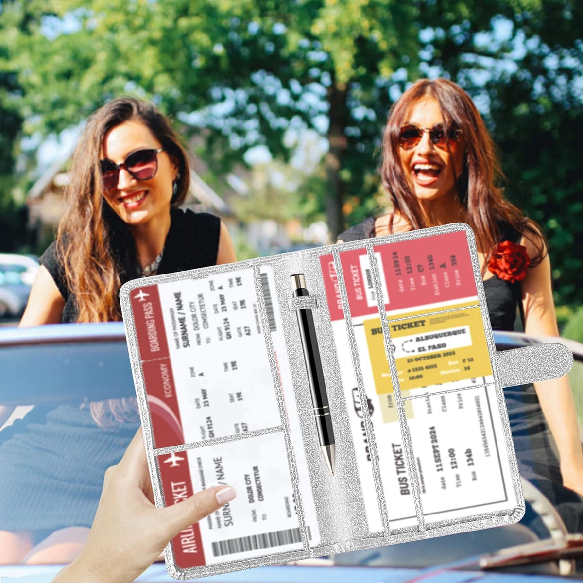 Car Registration and Insurance Card Holder with Magnetic Closure, Leather Vehicle Glove Box Automobile Documents Paperwork Wallet Case Organizer for ID, Driver's License, Key Contact Information Cards