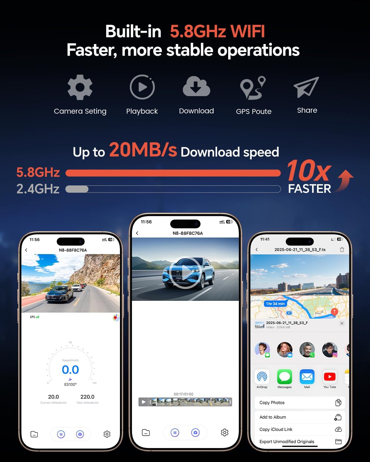 Coolcrazy 4K Dash Cam Front and Rear, STARVIS Sensor, Free 128GB Card Included, 5GHz WiFi-up to 20MB/s, Dual Dash Camera for Cars, Built-in GPS, G-Sensor, WDR/HDR Super Night Vision, 24H Parking Mode
